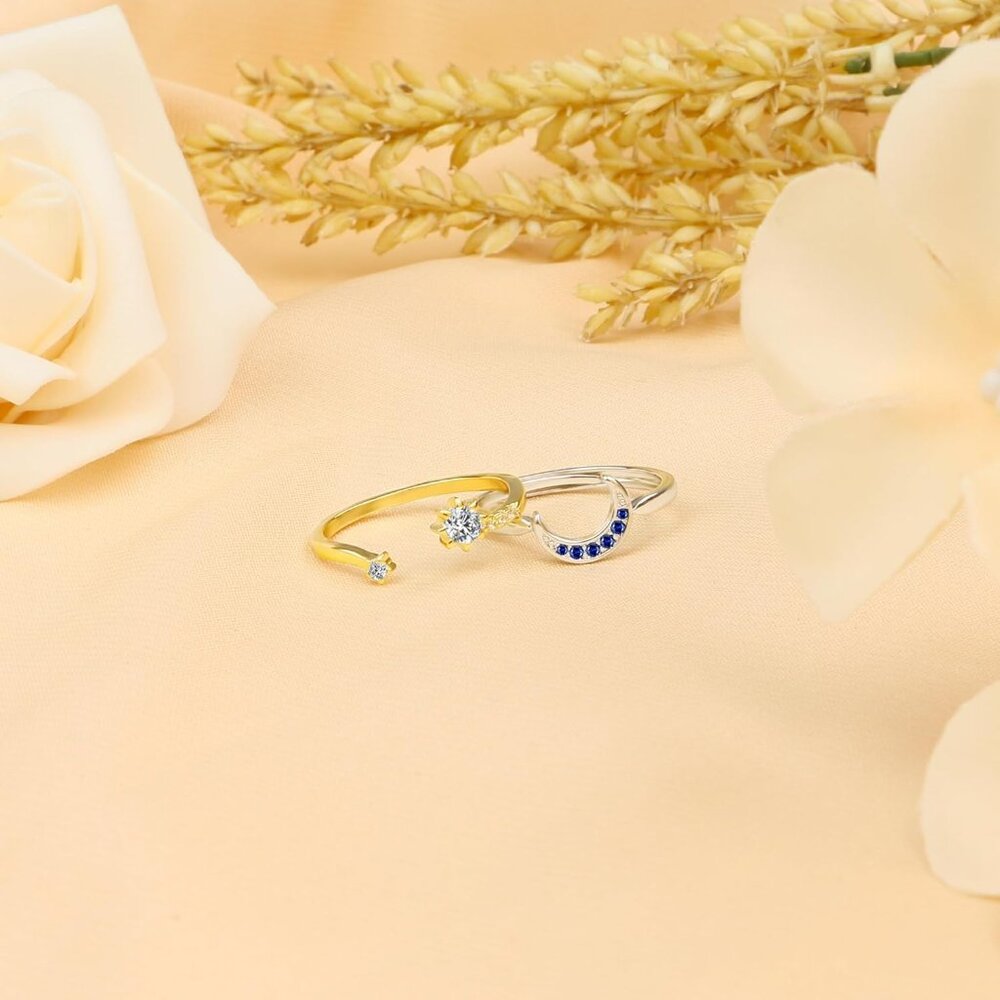 Sun And Moon Ring Set Stackable Rings For Women A… - image 6